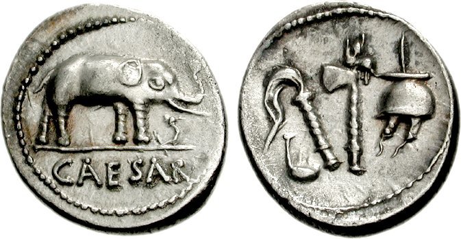 Julius Caesar Denarius with Elephant